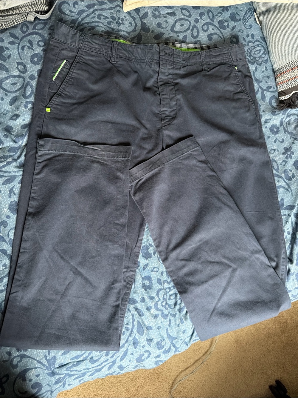 BOSS Men's Navy Casual Pants - Classic Slim fit